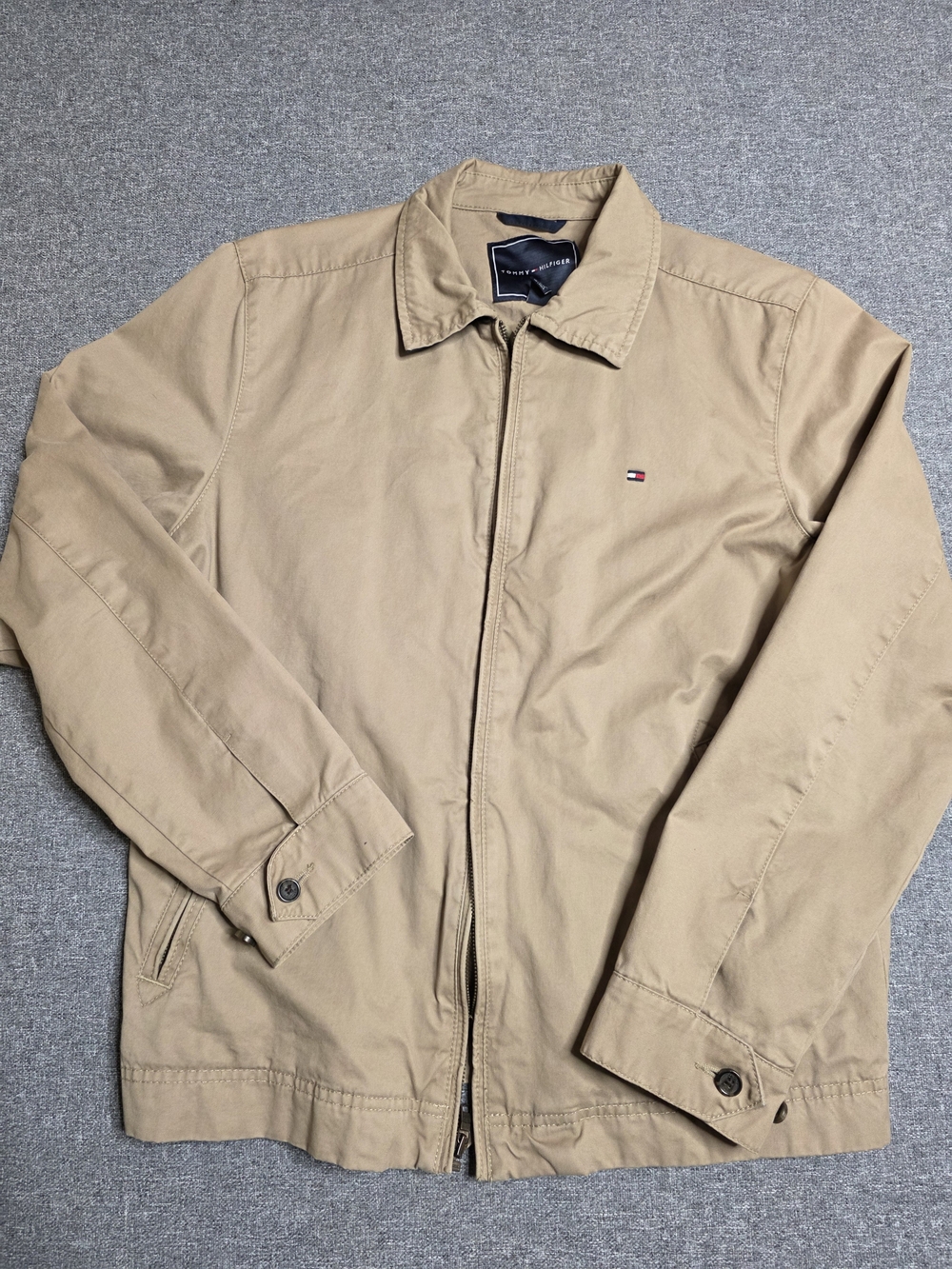 Tommy Hilfiger Tan Khaki Harrington Zip Jacket Mens